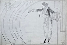 Load image into Gallery viewer, Circle Of Aubrey Beardsley Pen And Ink Drawing The Conductor Circa.1890
