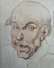 Load image into Gallery viewer, Thomas Rowlandson Pen Ink &amp; Watercolour Drawing Physiognomical Head Studies Depicting Anger &amp; Despair Circa.1790

