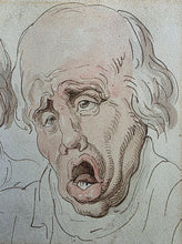 Load image into Gallery viewer, Thomas Rowlandson Pen Ink &amp; Watercolour Drawing Physiognomical Head Studies Depicting Anger &amp; Despair Circa.1790
