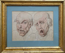 Load image into Gallery viewer, Thomas Rowlandson Pen Ink &amp; Watercolour Drawing Physiognomical Head Studies Depicting Anger &amp; Despair Circa.1790
