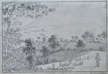 Load image into Gallery viewer, Anthony Devis 18th.Century Pen Ink And Watercolour Drawing A Shepherd And Flock At Law Brook Guildford Surrey Circa.1790
