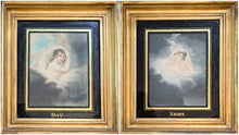 Load image into Gallery viewer, Day And Night A Pair Of Colour-Printed Mezzotint Engravings After Thomas Harper In Original Gilt Eglomise Frames 1828

