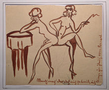 Load image into Gallery viewer, Dörte Clara "Dodo" Wolff Sepia Ink Study Cabaret Dancers Resting Circa.1930
