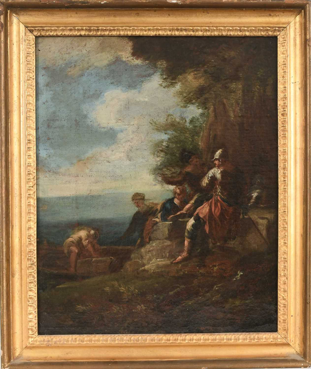 Roman School Late 17th.Century Oil On Canvas Follower Of Salvator Rosa Landscape With Figures