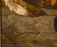 Load image into Gallery viewer, R Law 19th.Century British School Oil Study A Hound And Her Whelps 1872
