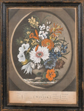 Load image into Gallery viewer, The Four Seasons Depicted In Flowers Hand Coloured Mezzotint Engravings In Their Original Frames 1798
