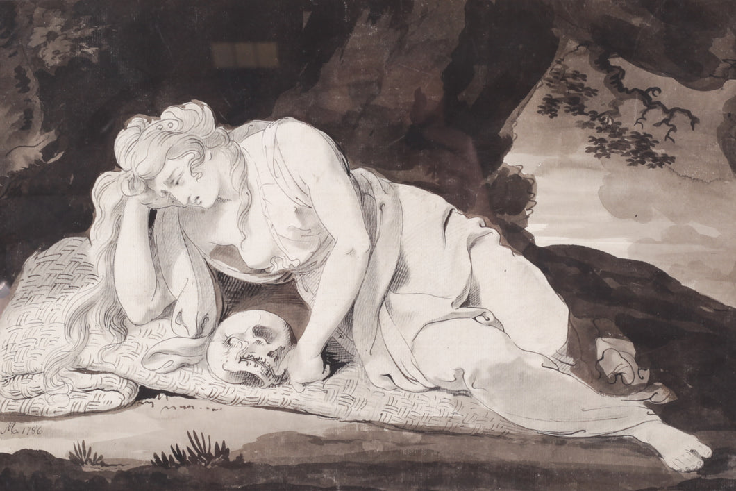 Conrad Martin Metz 18th.Century Wash Drawing The Penitent Magdalene 1786