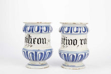 Load image into Gallery viewer, Pair Of 18th.Century Italian Maiolica Drug Jars Savona Circa.1700
