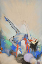 Load image into Gallery viewer, Herbert Pizer Jazz Age Watercolour Drawing "The Blue Bird" 1919
