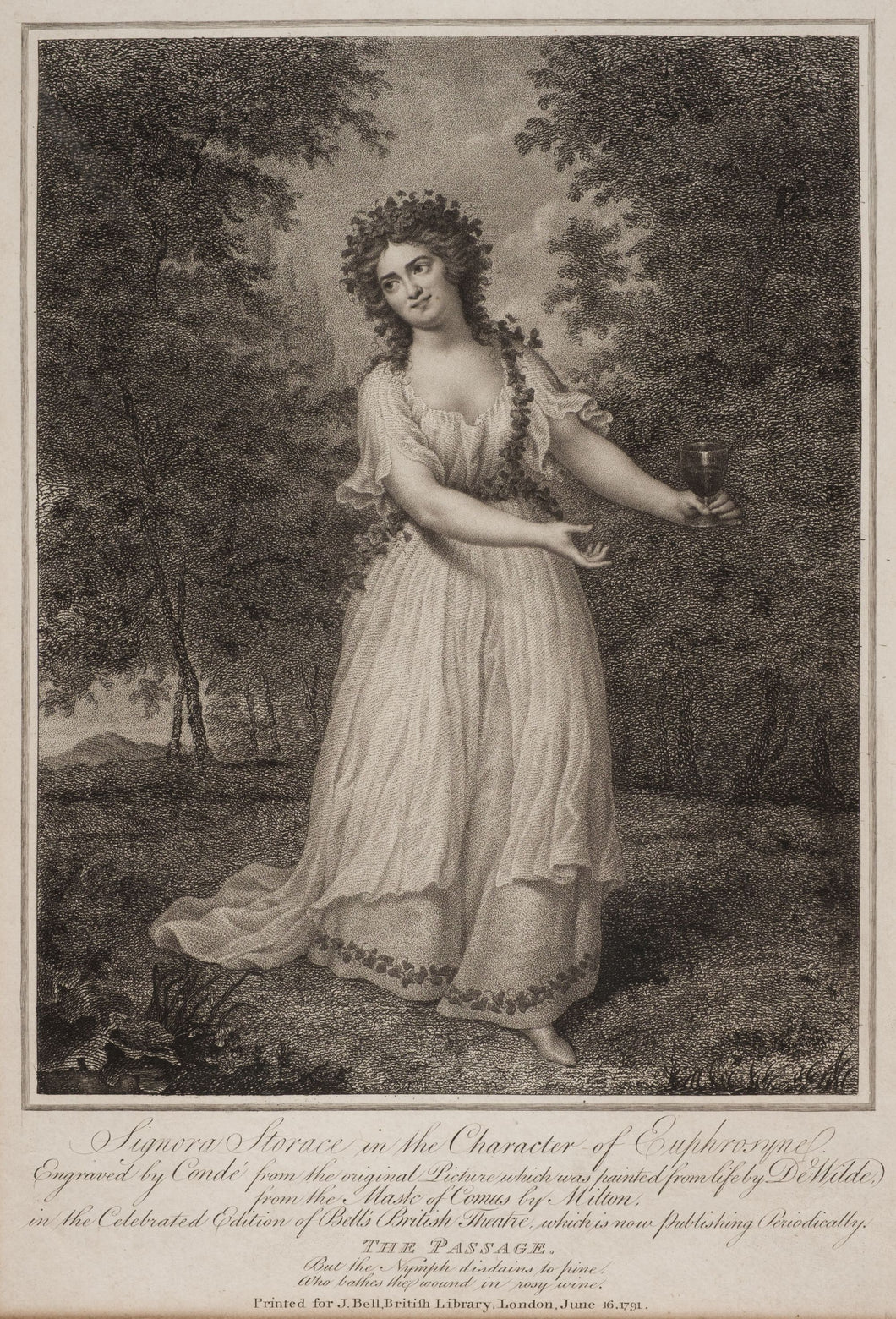 Signora Storace In The Character Of Euphrosyne Stipple Engraving 1791