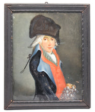 Load image into Gallery viewer, French School 18th.Century Reverse Glass Portrait Painting A Gentleman Holding Grapes Circa.1785
