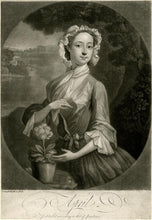 Load image into Gallery viewer, 18th.Century Reverse Glass Painting Of A Lady With An Auricula Circa.1745
