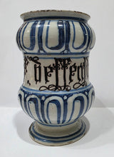 Load image into Gallery viewer, 18th.Century Italian Maiolica Albarello V. Deffensiu Savona Circa.1700
