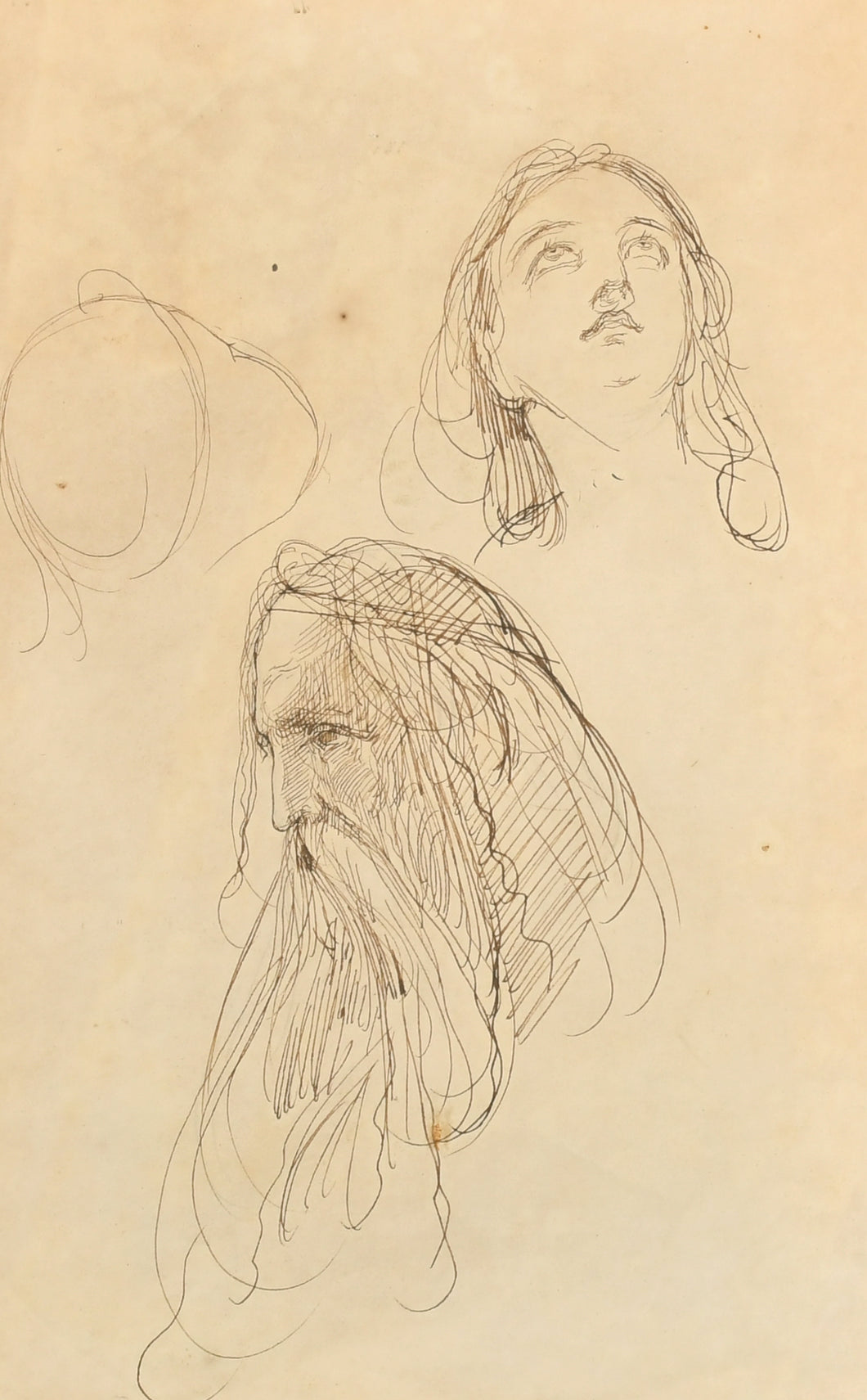 Sir William Boxall R.A. Pen And Ink Drawing Head Studies Circa.1825