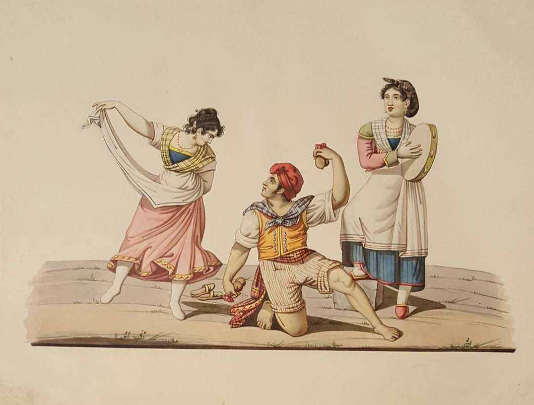 Neapolitan School 19th.Century Watercolour Street Performers