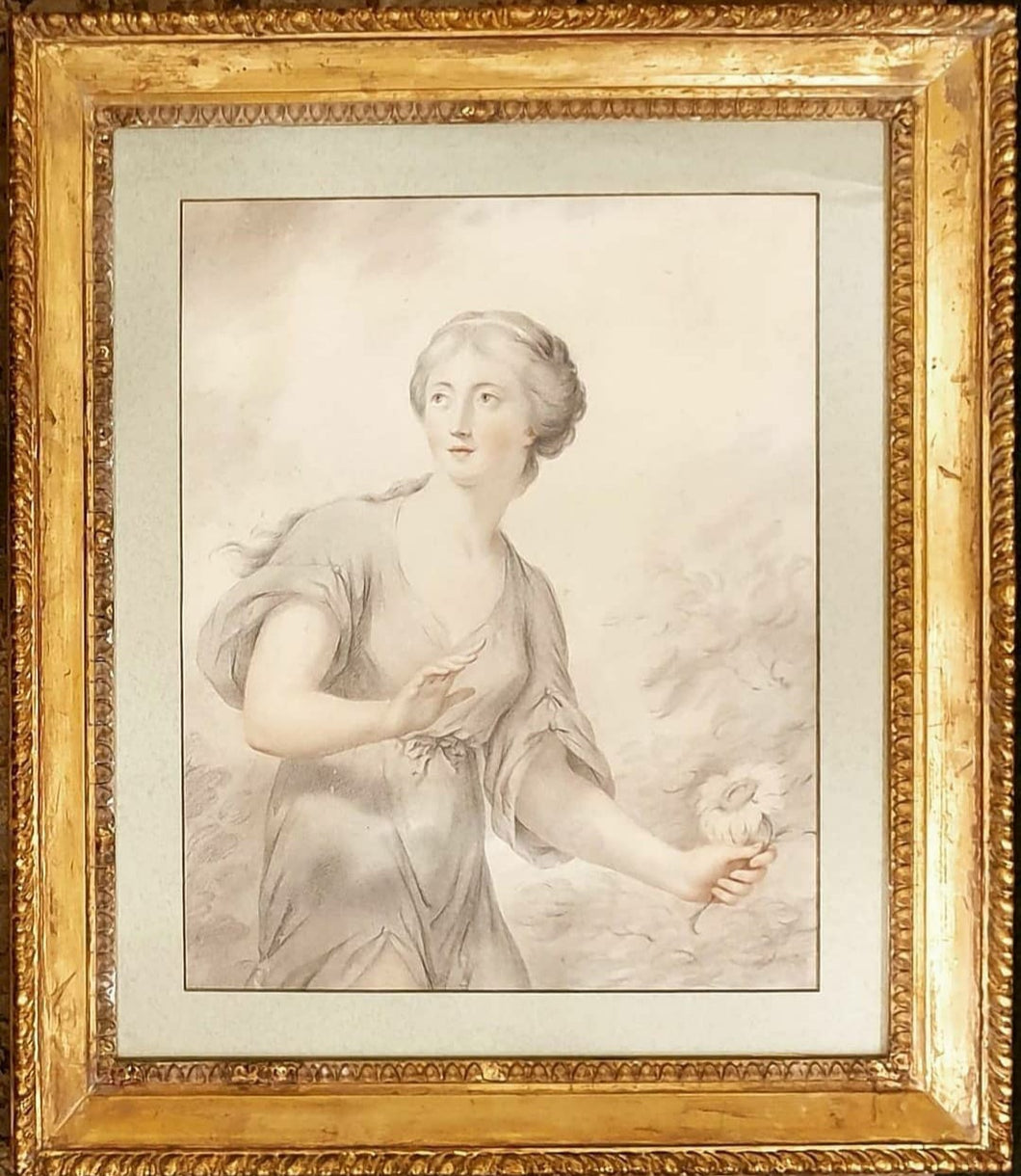 F Bartolozzi Red And Black Chalk Drawing Clytie Circa.1780