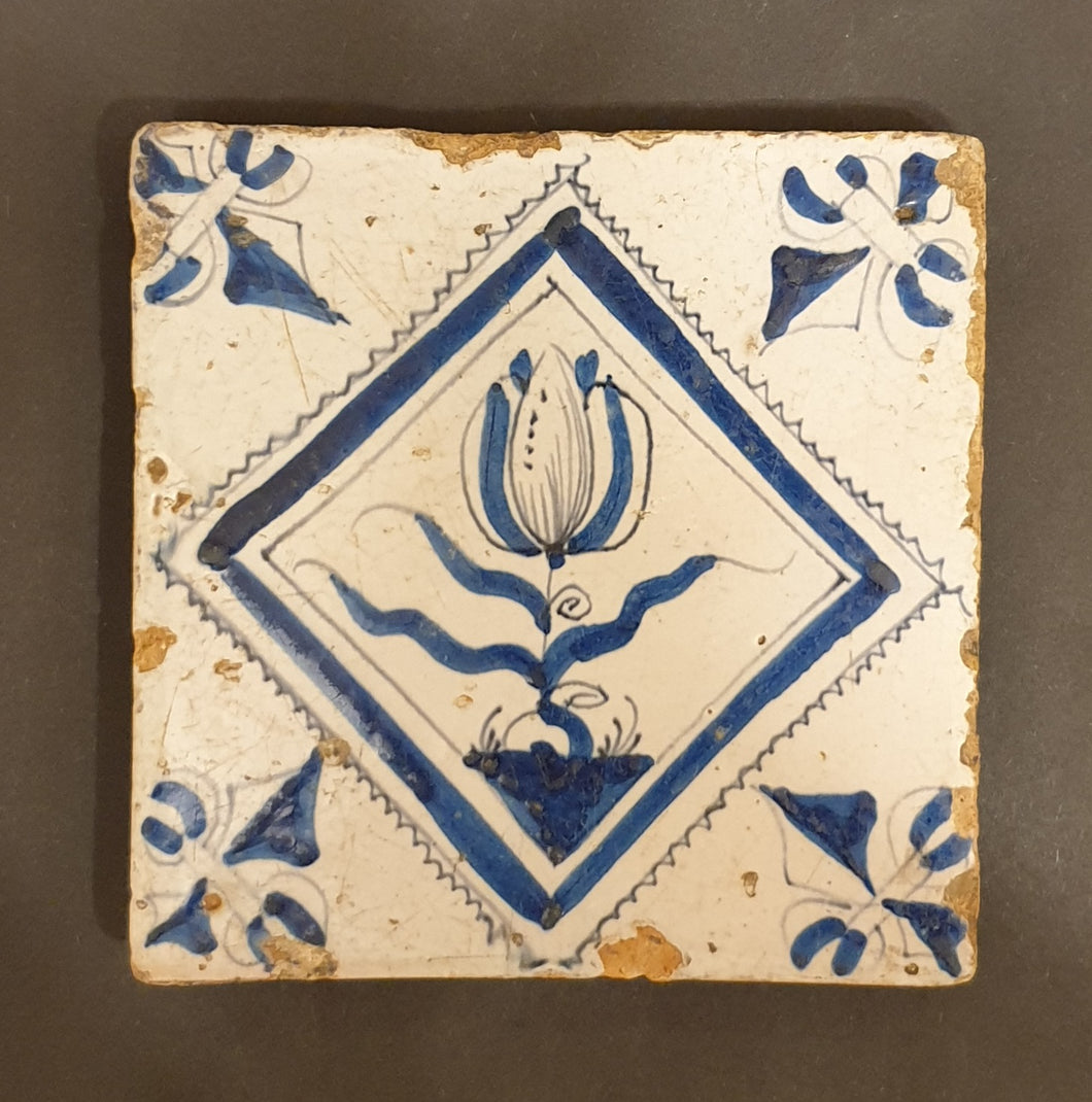 17th.Century Delftware Tulip Tile