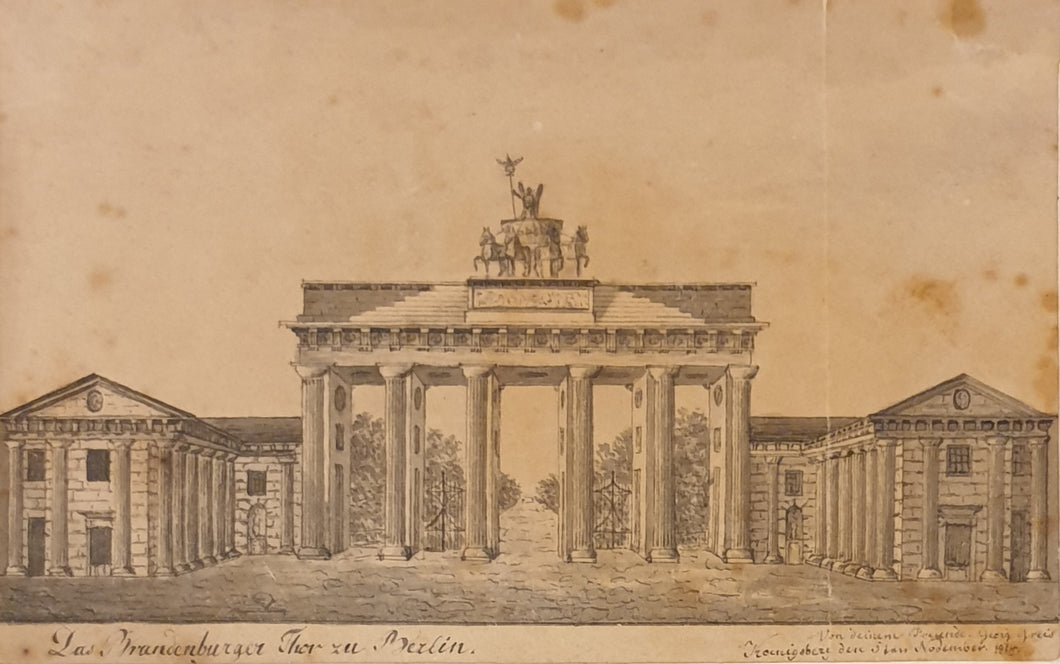 Georg Greis Watercolour Drawing The Brandenburg Gate Berlin 1814