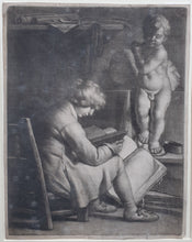 Load image into Gallery viewer, "Boy Seated In A Studio" Rare 17th.Century Mezzotint By Wallerant Vaillant
