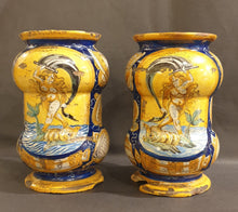 Load image into Gallery viewer, Pair Of Castel Durante Maiolica Albarelli Dated 1580
