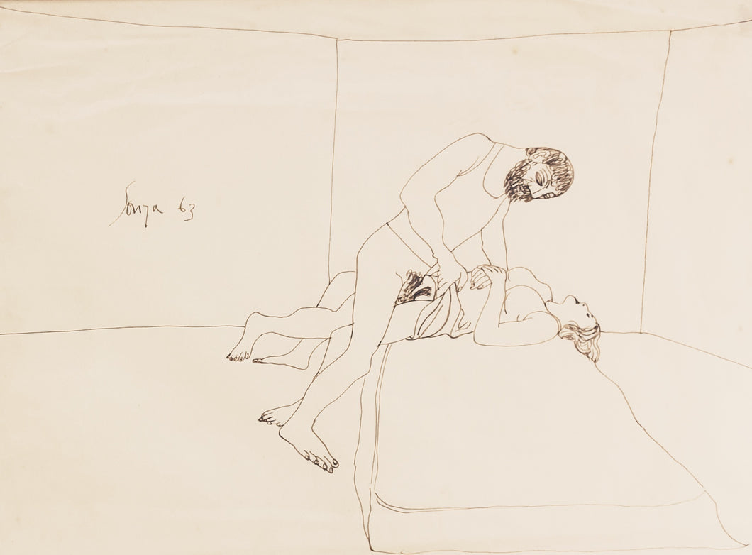 Francis Newton Souza Lovers Drawing 1963