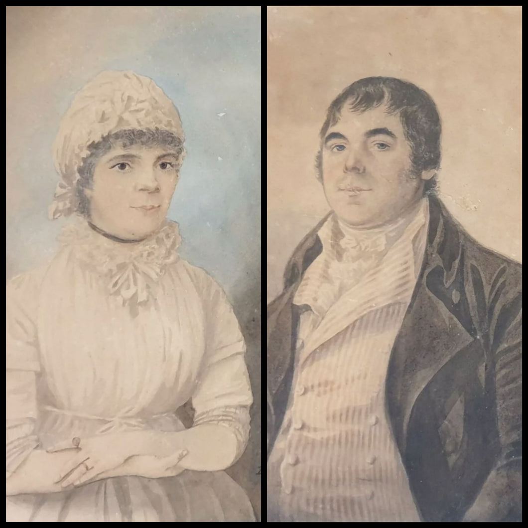 Robert Dighton Pair Of Watercolour Portraits 1801