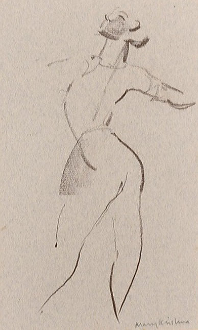 Mary Krishna 1908-1968 Charcoal Figure Study