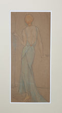 Load image into Gallery viewer, Lewis Baumer 1870-1963 Chalk Drawing 1930s Evening Gown
