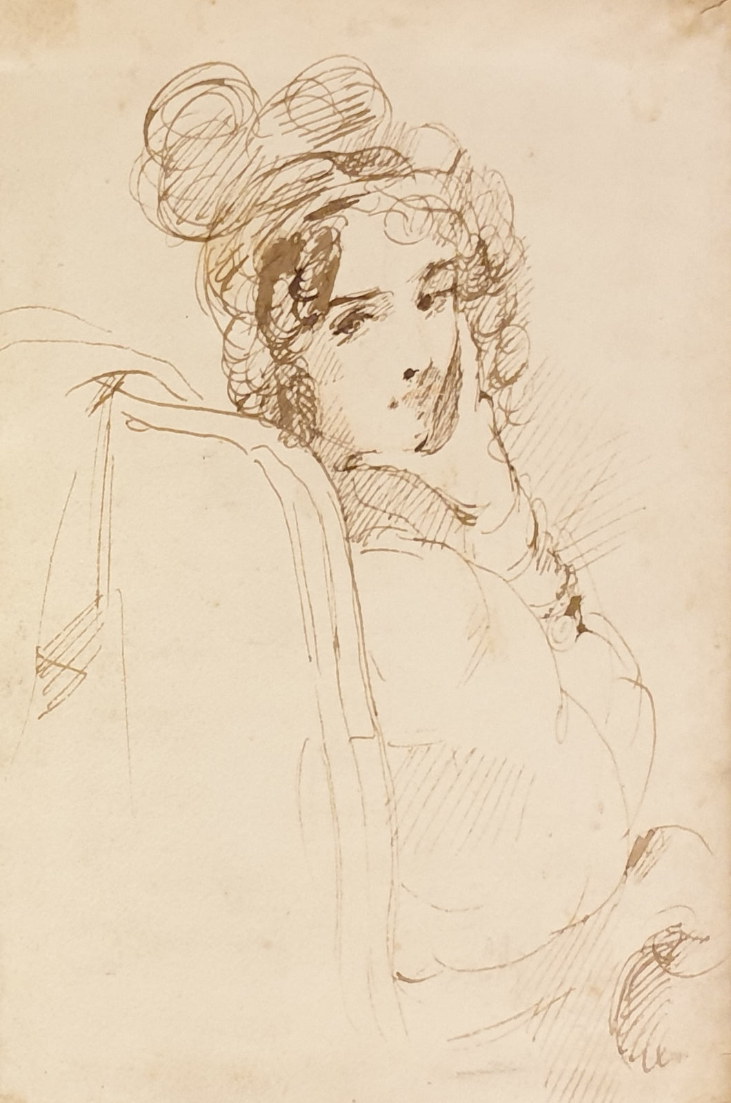 John Hayter 1800-1895 Pen And Ink Portrait Study