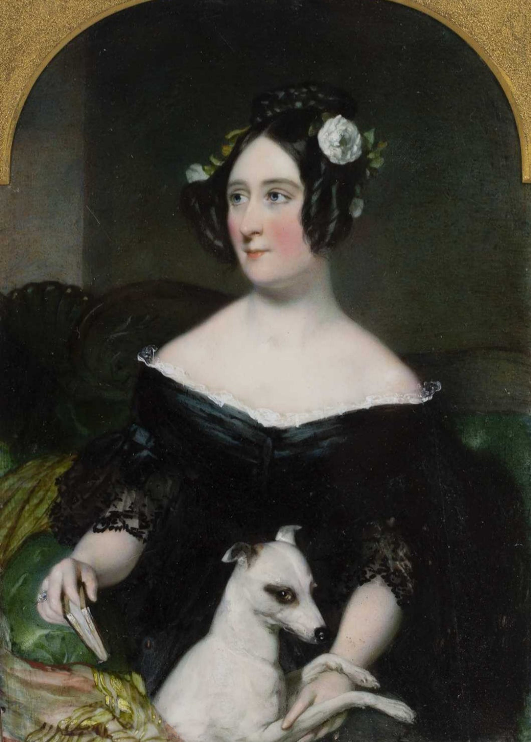 Princess Gaggiotti With Her Italian Greyhound Robert Thorburn Portrait Miniature