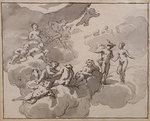 Load image into Gallery viewer, Hubert François Gravelot Mercury And Larunda Before Juno Early 18th.Century Pen And Ink Drawing
