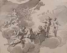 Load image into Gallery viewer, Hubert François Gravelot Mercury And Larunda Before Juno Early 18th.Century Pen And Ink Drawing

