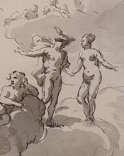 Load image into Gallery viewer, Hubert François Gravelot Mercury And Larunda Before Juno Early 18th.Century Pen And Ink Drawing
