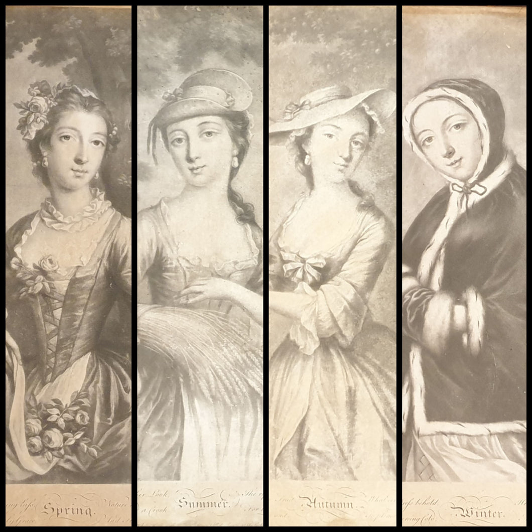 The Four Seasons Rare Set Of Mid 18th.Century Mezzotint Engravings