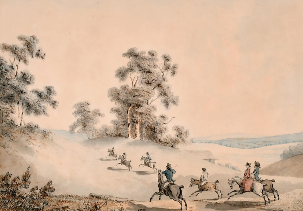 Late 18th.Century Riders Watercolour Drawing