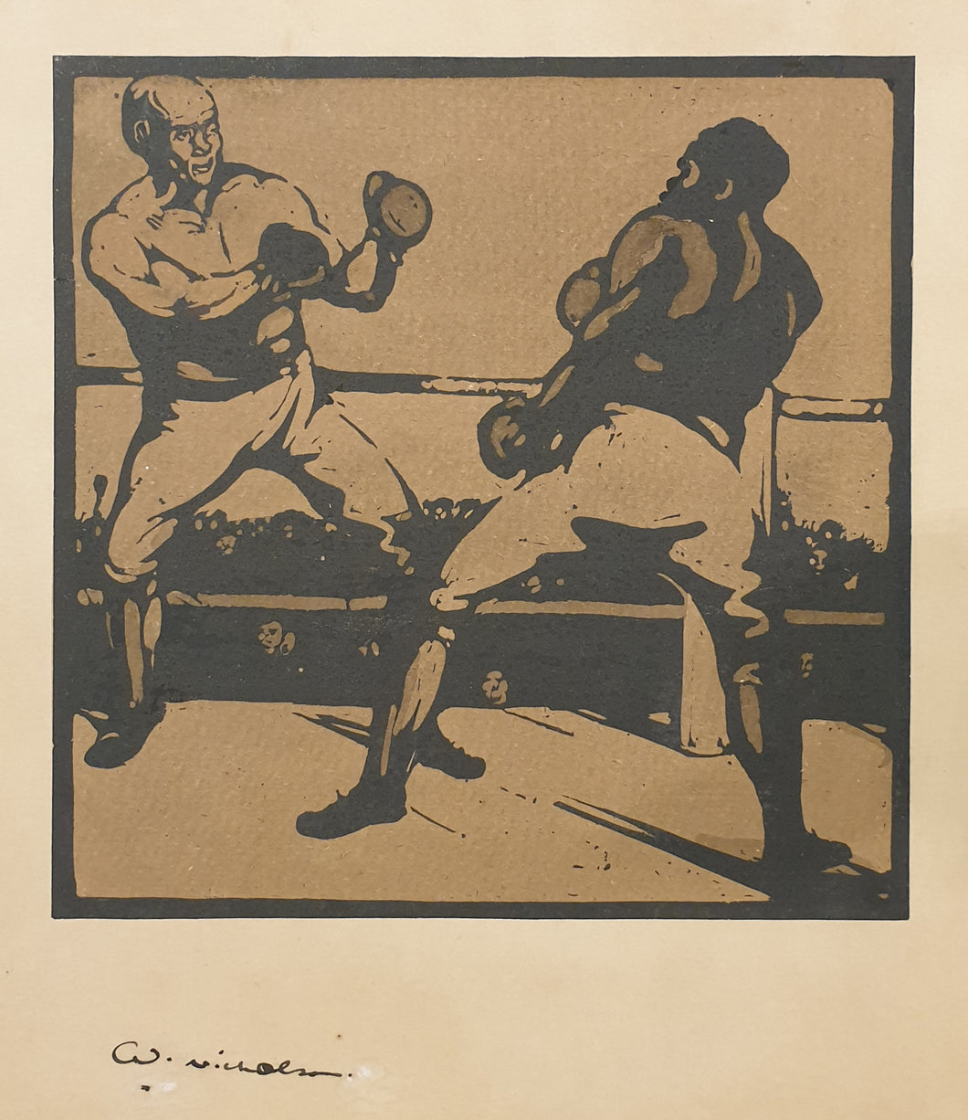 Sir William Nicholson Boxing Original Signed Woodcut