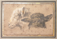 Load image into Gallery viewer, Jean-Baptiste Huet Watercolour And Chalk Drawing Head Study Of Two Ewes
