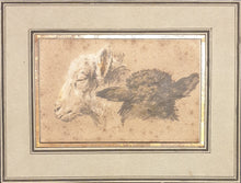 Load image into Gallery viewer, Jean-Baptiste Huet Watercolour And Chalk Drawing Head Study Of Two Ewes
