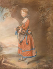 Load image into Gallery viewer, John Russell R.A. 18th.Century Pastel Painting Young Girl Playing A Hurdy-Gurdy
