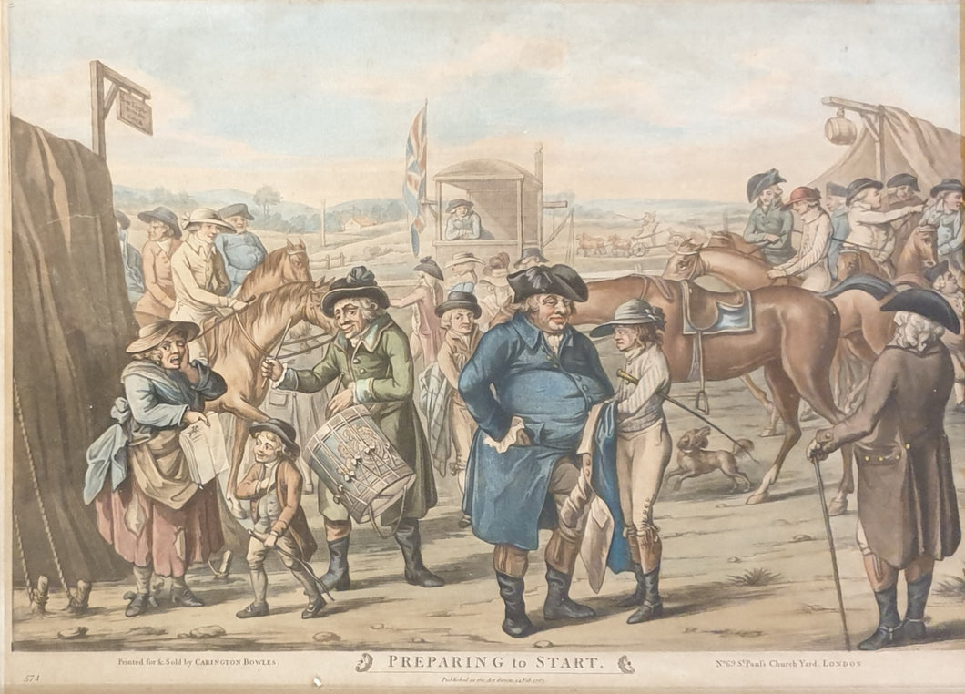 Preparing To Start Carington Bowles Horse Racing Mezzotint 1787