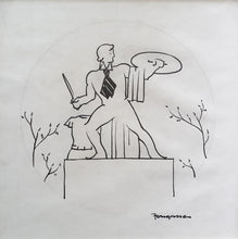 Load image into Gallery viewer, Fougasse Pen And Ink Drawing Achilles
