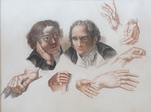 Load image into Gallery viewer, Abraham Constantin Early 19th.Century Red And Black Chalk Portrait Study Of Gentlemen And Hands
