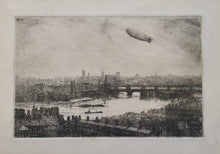 Load image into Gallery viewer, Henry Howard The Airship R101 Over London Etching 1929
