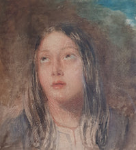 Load image into Gallery viewer, William Henry Hunt Portrait Study Of The Artists Daughter Watercolour
