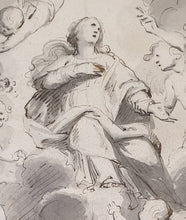 Load image into Gallery viewer, South German School Assumption Of The Virgin 17th.Century Grey Wash Drawing

