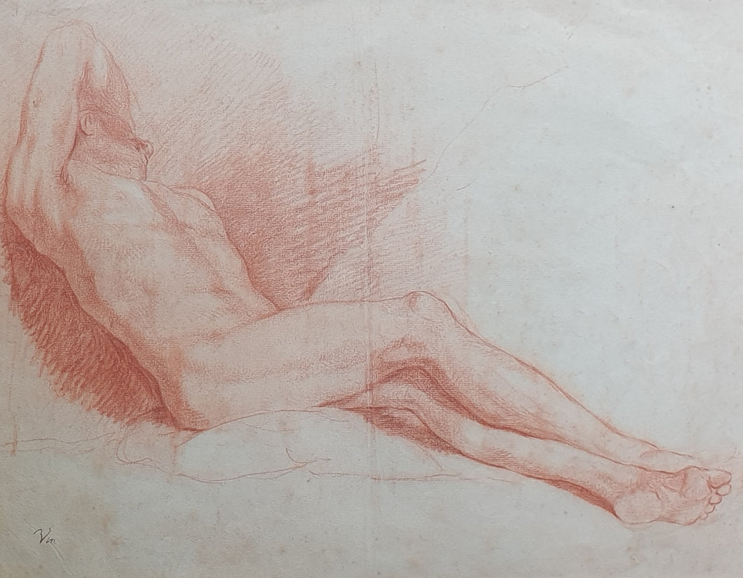 François-André Vincent Red Chalk Male Nude Study