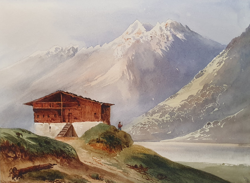 19th.Century French School Watercolour Châlet Suisse