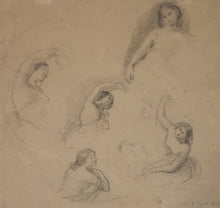 Load image into Gallery viewer, William Edward Frost R.A. A Sheet Of Female Figure Studies Circa.1840
