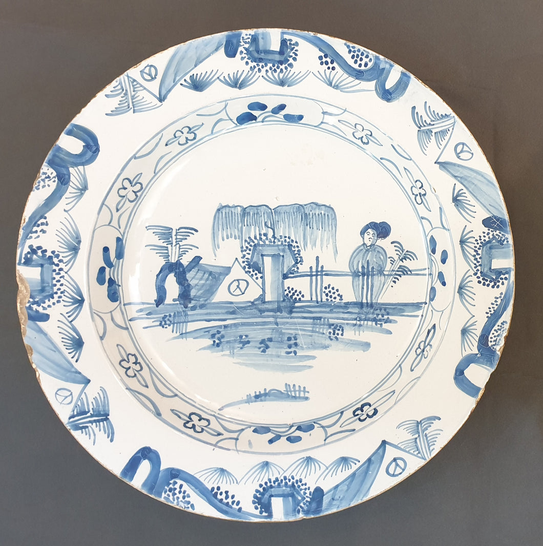 18th.Century Delftware Blue And White Charger Circa.1740