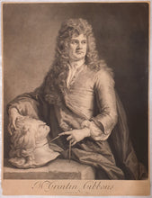 Load image into Gallery viewer, Grinling Gibbons Mezzotint Portrait Engraving By JI Smith After Sir Godfrey Kneller 1690
